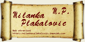 Milanka Plakalović vizit kartica